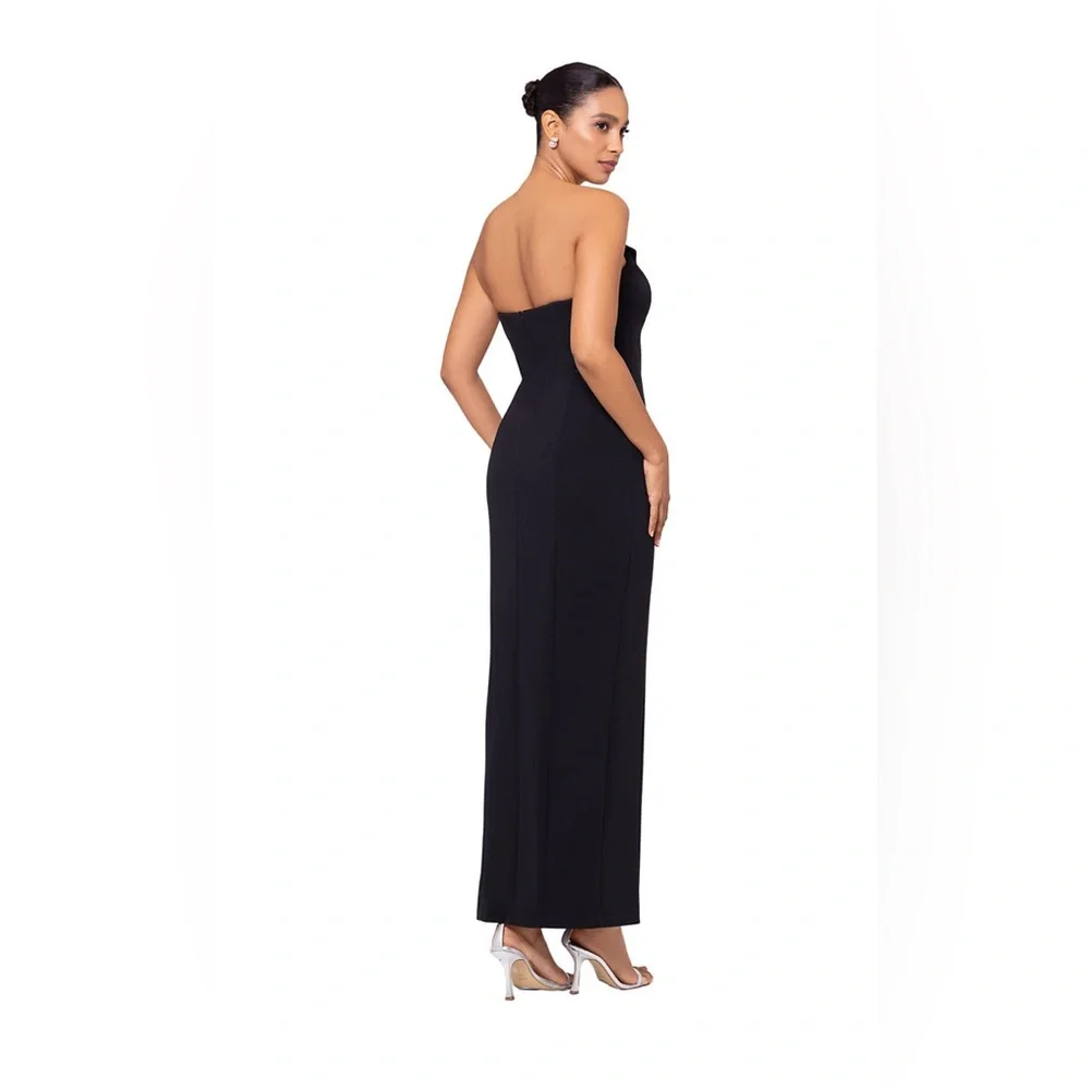 NEW Betsy & Adam Strapless Tuxedo Gown – Black | Size 14